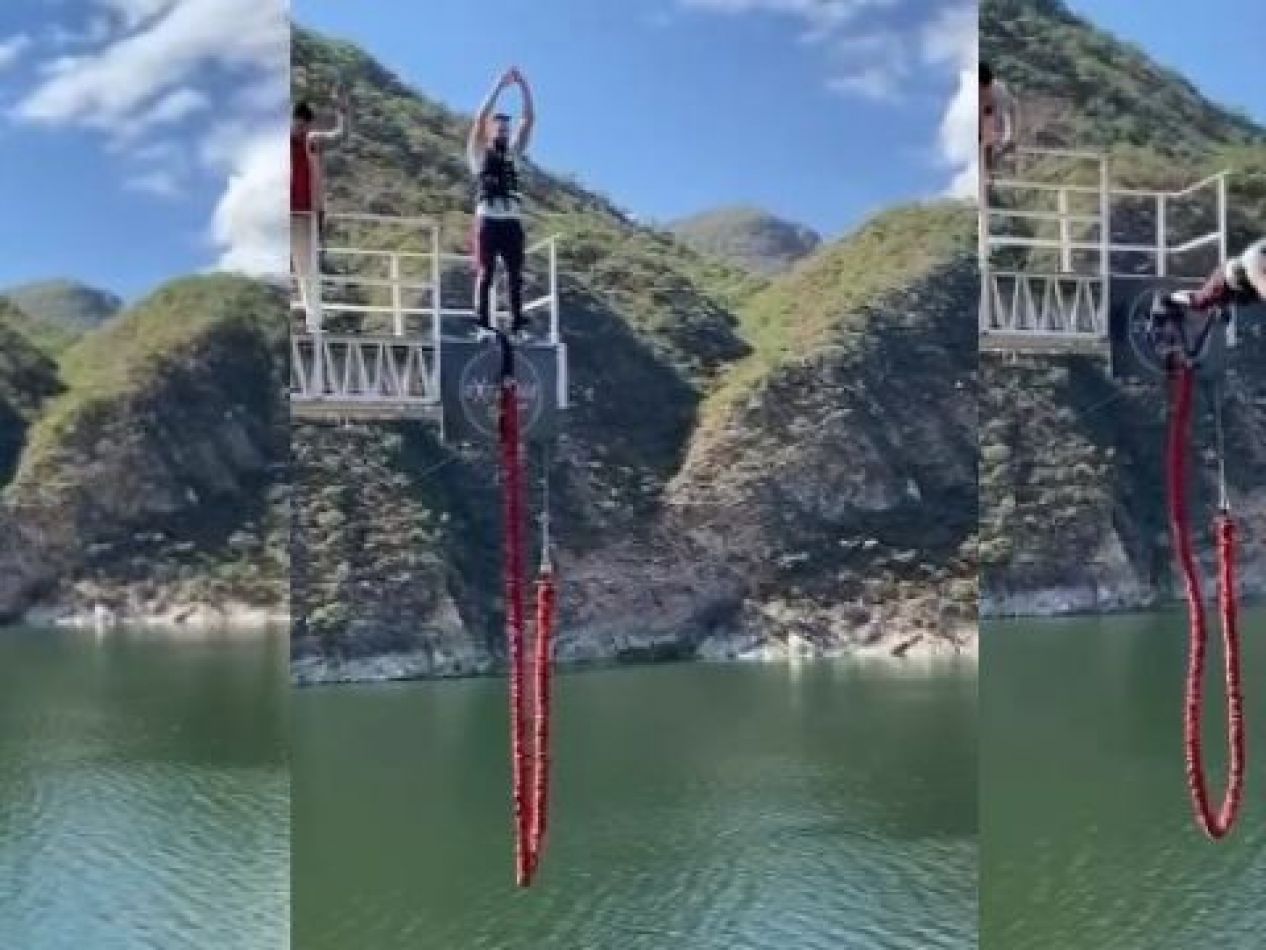 Un turista fue a hacer bungee jumping en el Dique Cabra Corral y falló la cuerda de seguridad
