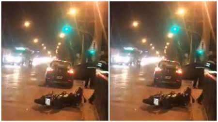 Terrible accidente en Av Artigas: conductor se llevó puesto a un motociclista [VIDEO]