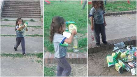 Changuito de cinco años limpia una placita abandonada para que todos los niños puedan jugar [FOTOS]