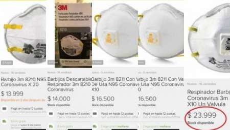 Coronavirus: en internet, piden hasta 24 mil pesos por un barbijo