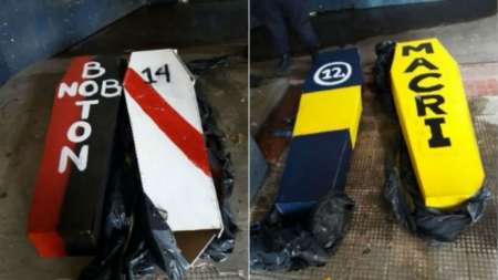Encontraron ataúdes para Macri, Boca, River y Newell`s en la cancha de Rosario Central