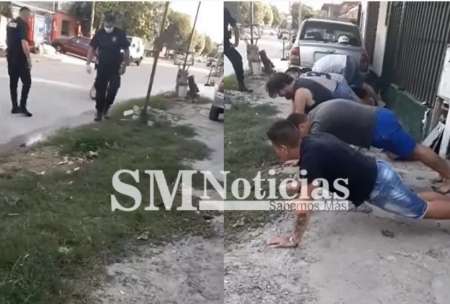 [VIDEO] Violaron la cuarentena y los obligaron a hacer flexiones, sentadillas y cantar el himno
