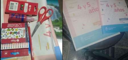 Robaros kits escolares de la escuela Eva Perón