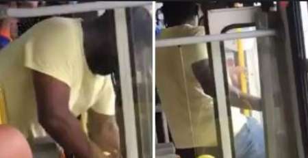 Video impactante: la bajaron a patadas del "bondi" por no usar tapabocas