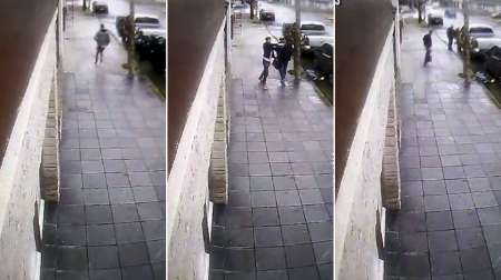 El momento exacto en el que un hombre mata al ladrón que trató de asaltar a su padre