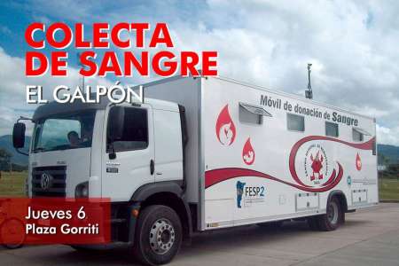El móvil para recibir donaciones de sangre estará hoy en El Galpón
