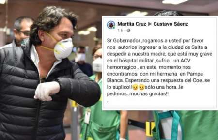Son de Jujuy, su mamá sufrió un ACV en Salta: Sáenz las autorizó a verla y acompañarla hasta el final