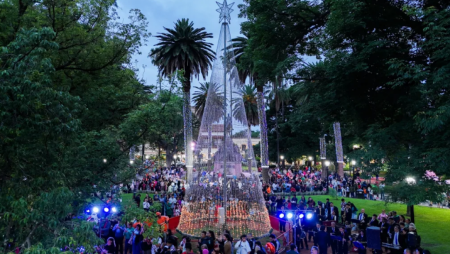 Se encendió el árbol navideño de plaza 9 de Julio