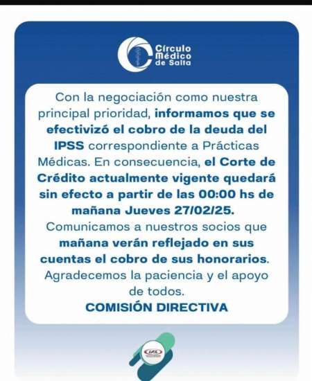 El IPS regularizó su deuda con el Círculo Médico