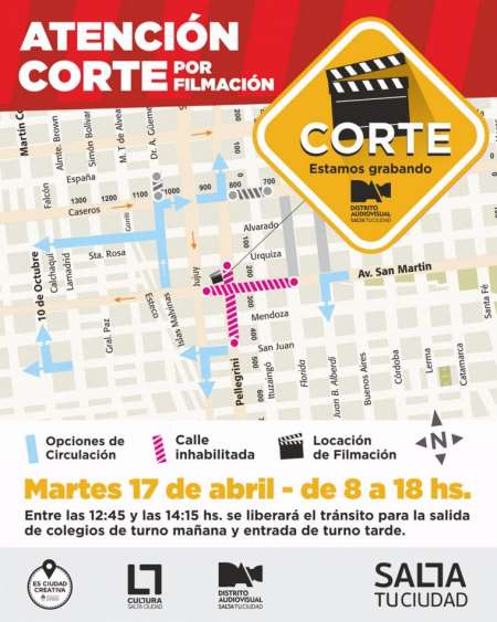 El corte de tránsito por el rodaje de la película “Badur Hogar” será hoy miércoles