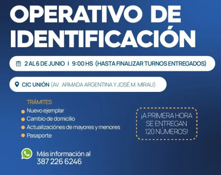 En el CIC de Unión habrá operativo de identificación