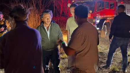 Sáenz supervisó el operativo de emergencia por incendios