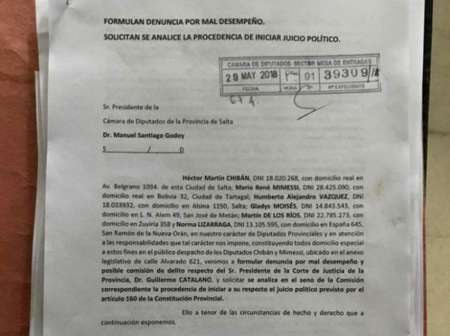 Seis diputados piden juicio político contra el presidente de la Corte de Justicia