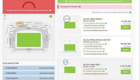 Una platea en el Monumental por $1.415.775