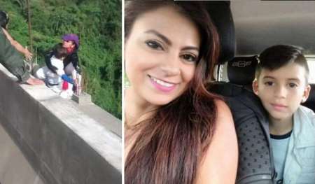 Terrible video: una mujer se suicidó saltando de un puente con su hijo de 10 años